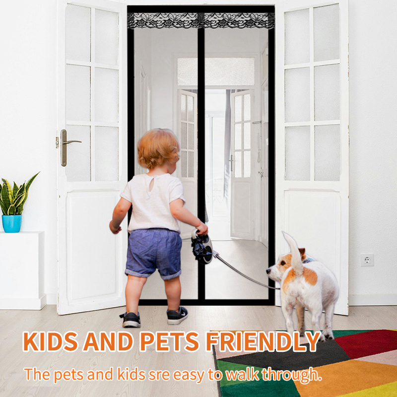 Transparent Insulated Door Curtain, Magnetic Thermal Door Cover Screen Door Self-Closing Privacy Door Screen Hands Free for Pati