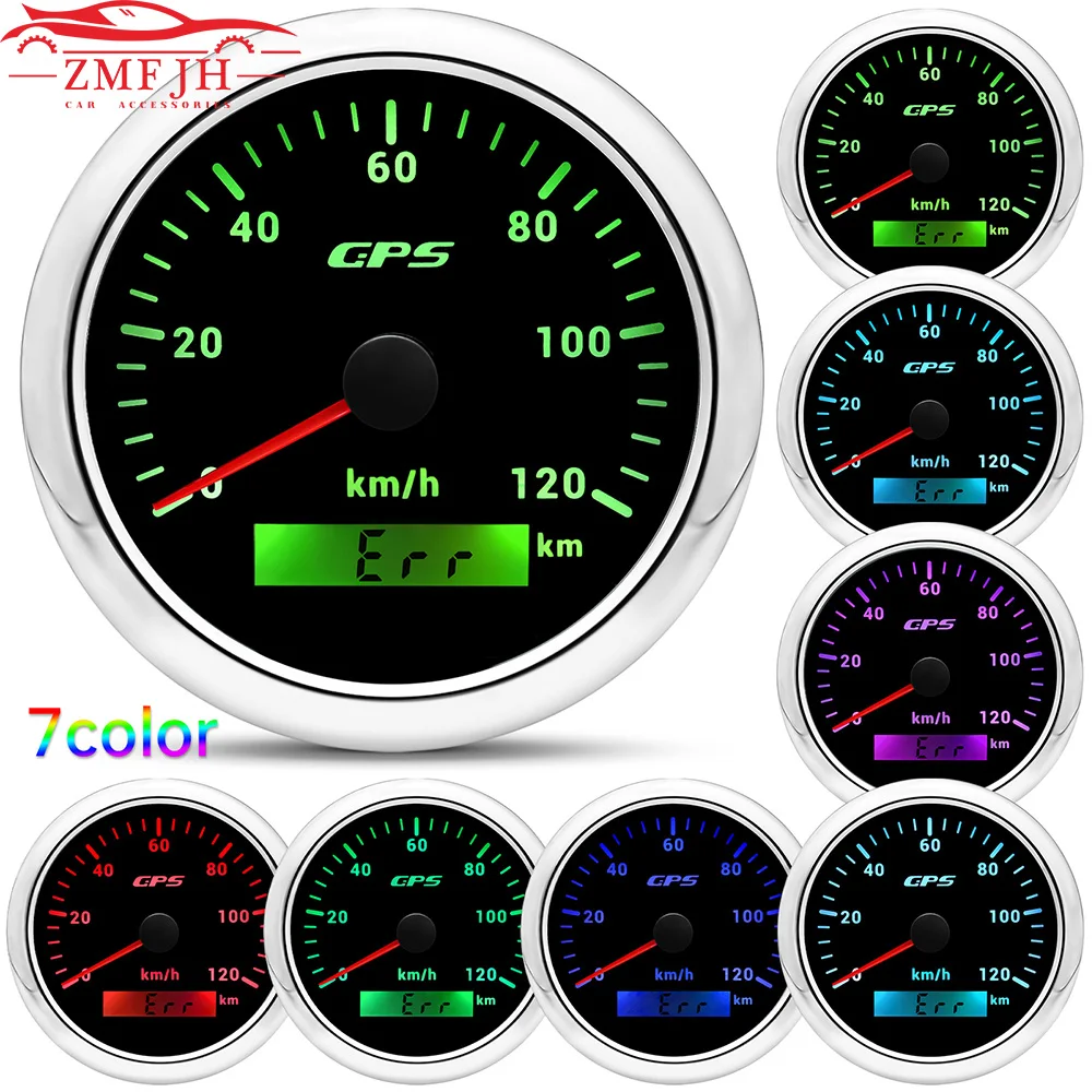 Velocímetro GPS de 85MM para Motor barco marino, retroiluminación de 7 colores, 30 ~ 200 KmH, medidor de velocidad para barco, coche y camión con antena GPS personalizada