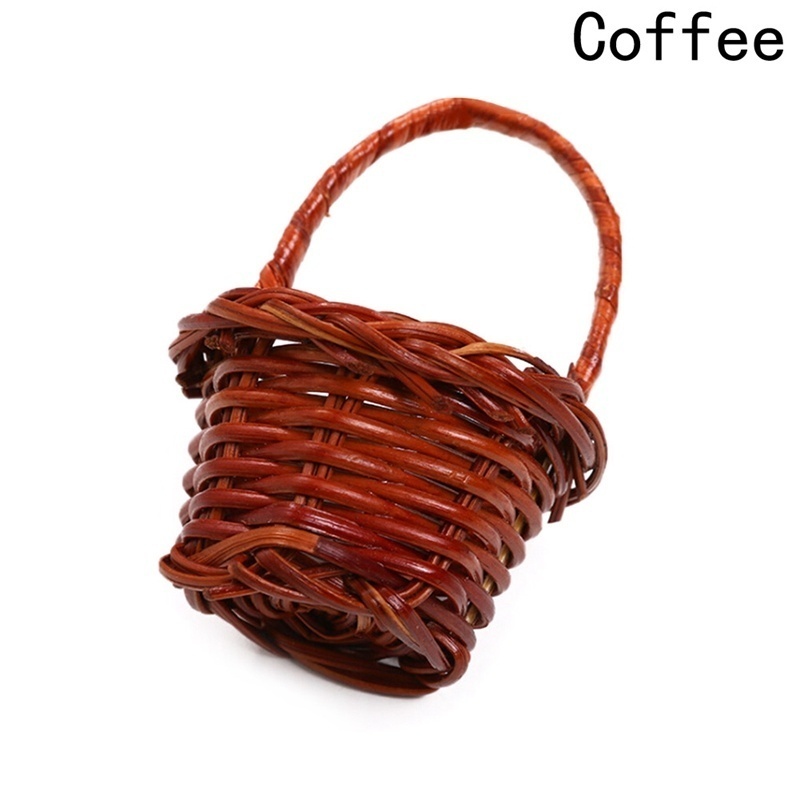 1PC Mini Rattan Weaving Storage Basket Fruit Rattan Storage Box for Cosmetics Tea Picnic Basket Organizer Kitchen Handicraft: coffee