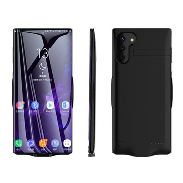 External Power Bank Charging Cover For Note 10 Portable Smart Battery Case For Samsung Galaxy Note 10 Plus Battery Charger Case: Black for Note 10