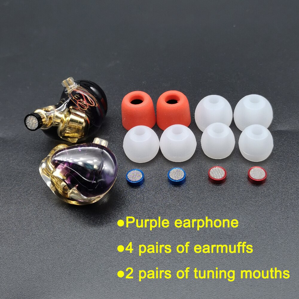 avec Tuning bouche HIFI écouteurs IEM 0.78 résine écouteurs dynamique casque DJ scène Sports monocristallin cuivre mise à niveau câble: Purple earphone