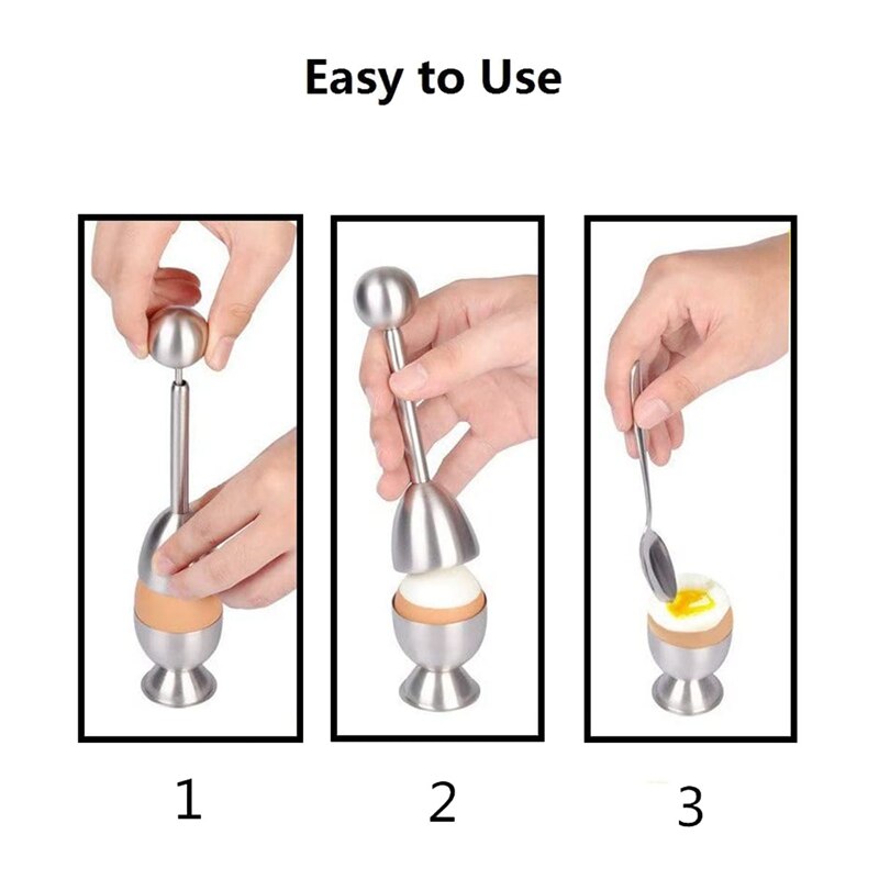 Egg Cutter Topper Set,Stainless Steel Egg Opener Egg Wacker Poached Egg Separator Egg Cracker Tool for Soft & Hard Boiled Eggs