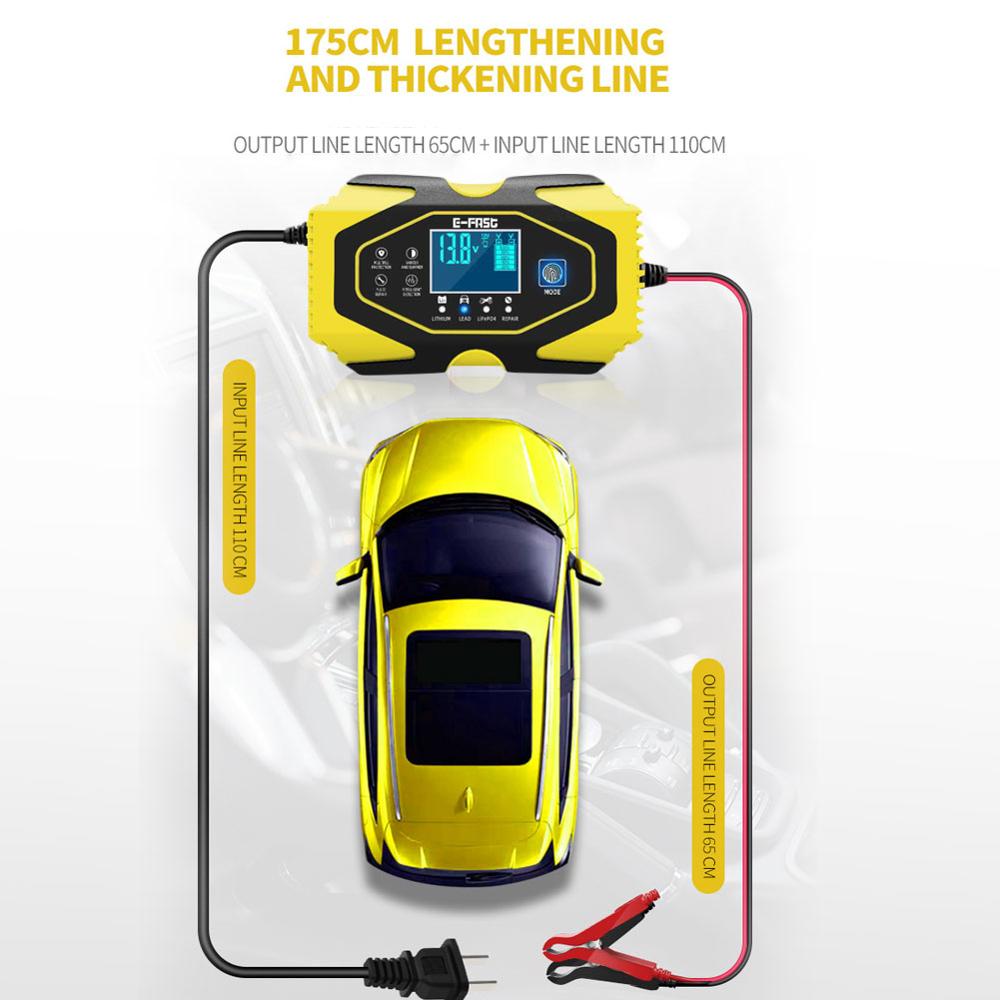 12v-24v 6a automatisk bil batterioplader hurtig opladning bly-syre batteri digital lcd-skærm