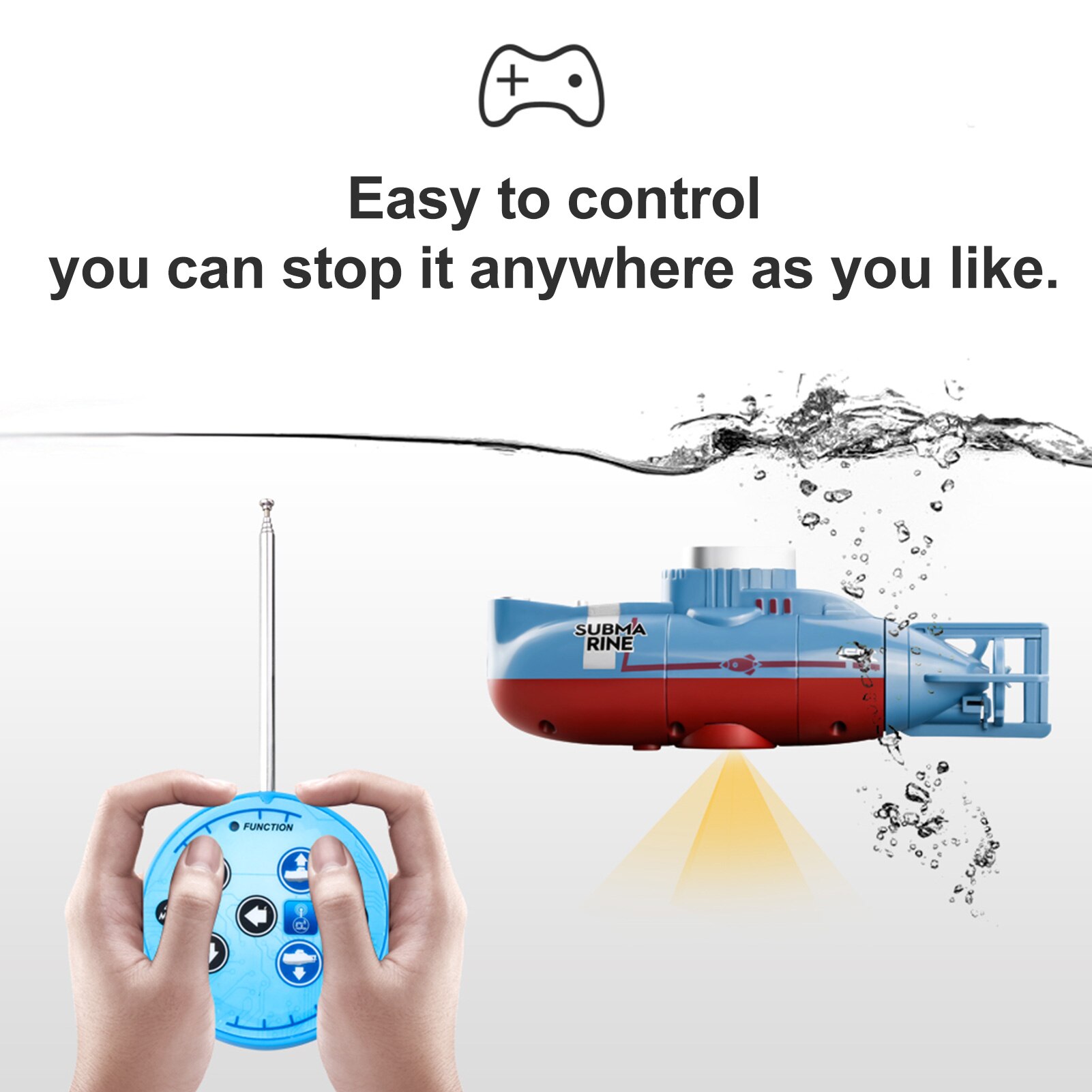 0.1m /s 25 minutes Mini RC Submarine Remote Control Boat Waterproof Diving Toy Fun for Kids Boys and Girls Year