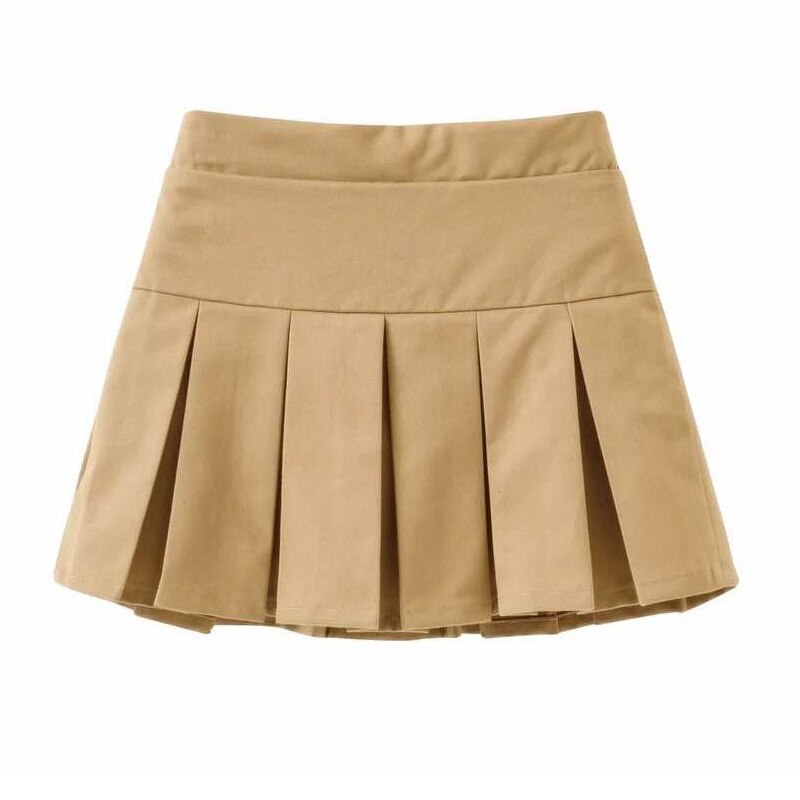 Meisjes kaki katoenen rokken student tienermeisjes schooluniform geplooide rokken 10 12 jaar