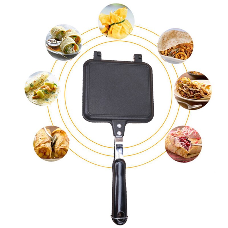 Pans Flat Bottom Double-sided Frying Pan Heat-resistant Bread Toast Baking Pan Household Non-stick Sandwich Frying Pan