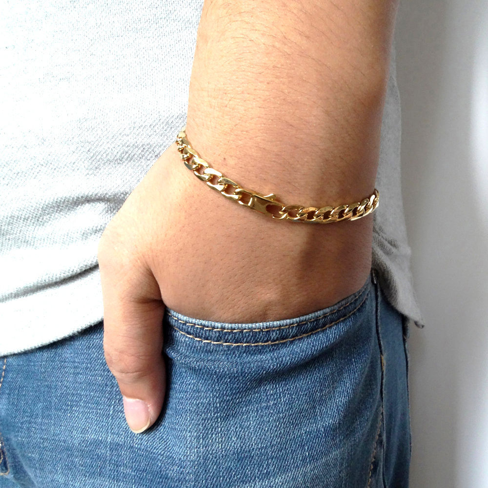 100% Roestvrij Stalen Armband 6/8/12 Mm Breedte Curb Chain 8 Inch Zilver/Goud Kleur Armband Voor Mannelijke mannen/Vrouwen