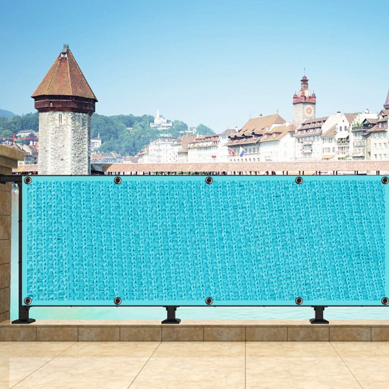 Width 0.8M/0.9M Light-Blue Balcony Garden Fence Cover Privacy Screen Shelter Pergolas Awning Swimming Pool Terrace Shade Cover
