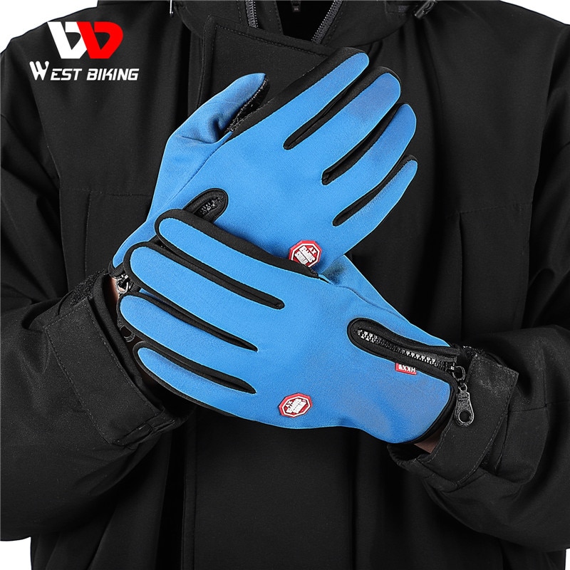 WEST Bike Ciclismo Guanti Inverno Caldo Antivento Bike Guanti Touch Screen Anti-slip Finger Completa Luva Ciclismo Guanti Della Bicicletta