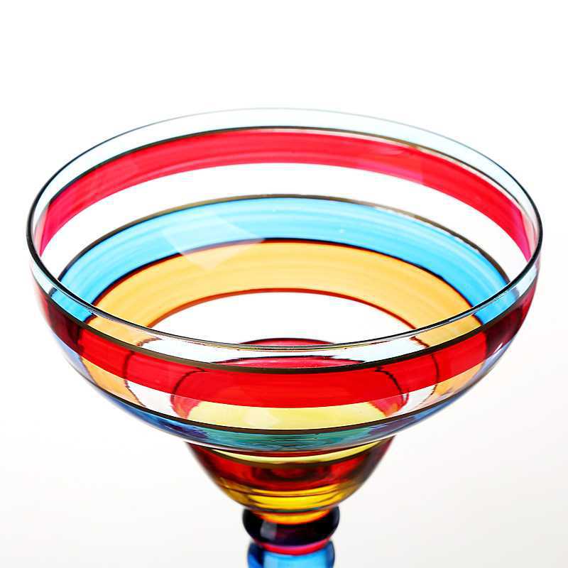 270ml Margarita Wine Glasses Handmade Colorful Cocktail Glass Goblet Cup Lead-free Home Bar Wedding Party Drinkware