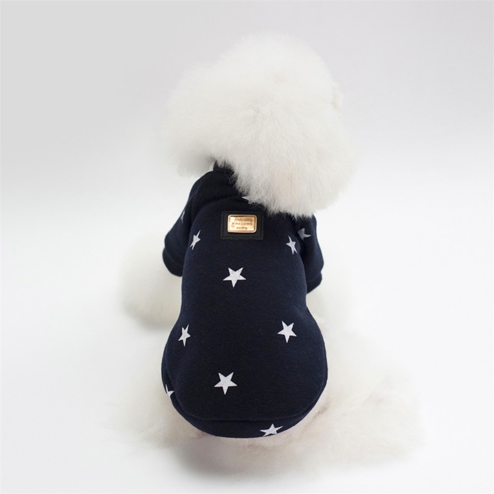 Star Prints Hond Jas Winter Hond Kleding Jas Puppy Chihuahua Kleding Hoodies Voor Kleine Middelgrote Honden Pug Yorkies Yorkshire: blue / XXL