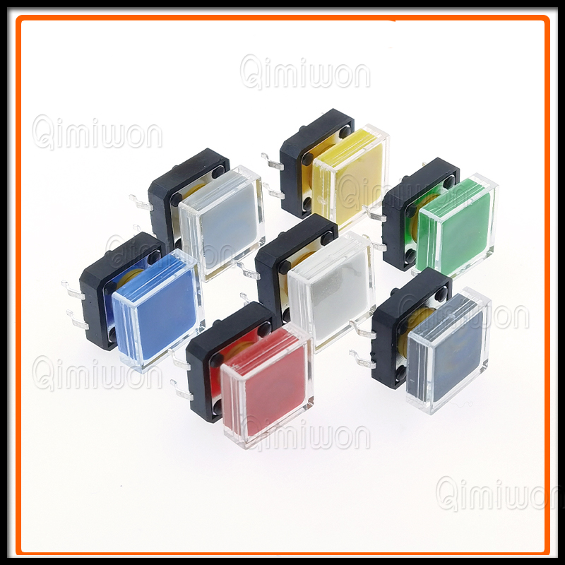 10 Stuks B3f Tactiele Drukknopschakelaar + A14 Kleur Hoed 10 Stuks + Transparante Dop 10 Stuks Kortstondige Tact Touch Microschakelaar 12*12*7.3Mm