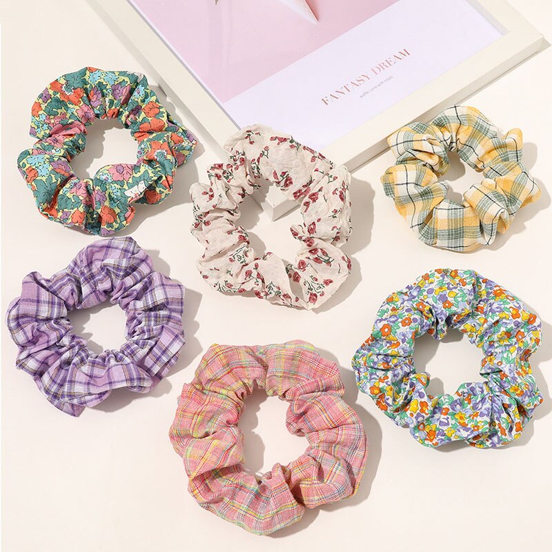 Vintage Bloemen Stof Haar Touw Haar Chouchou Meisje Bos Voor Vrouwen Elastische Haarband Paardenstaart Houder Haar Stropdas Gom Accessoires