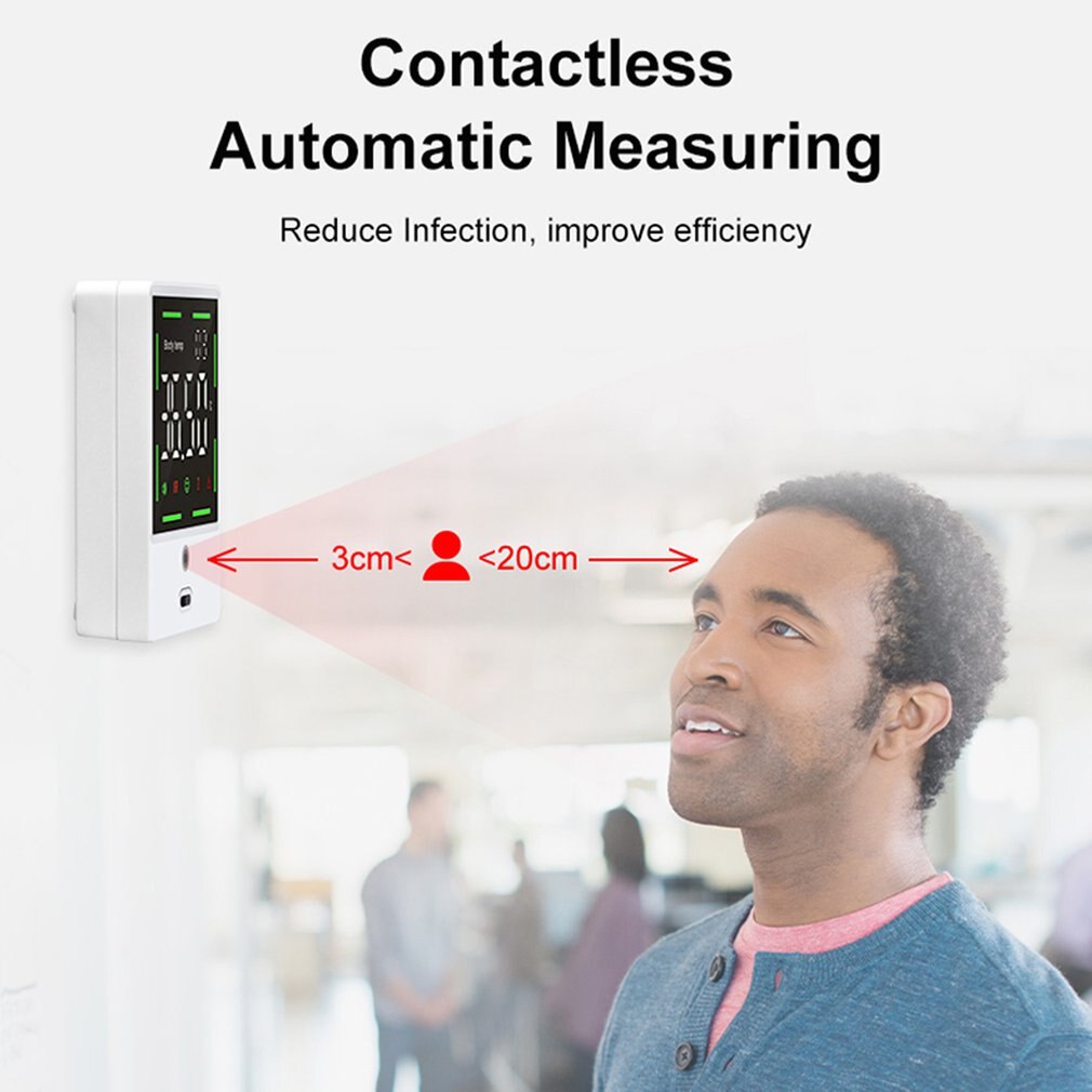 Wall Mounted Forehead Infrared Thermometer Digital Contactless LCD Automatic Induction Thermometer Body Temperature Measurement