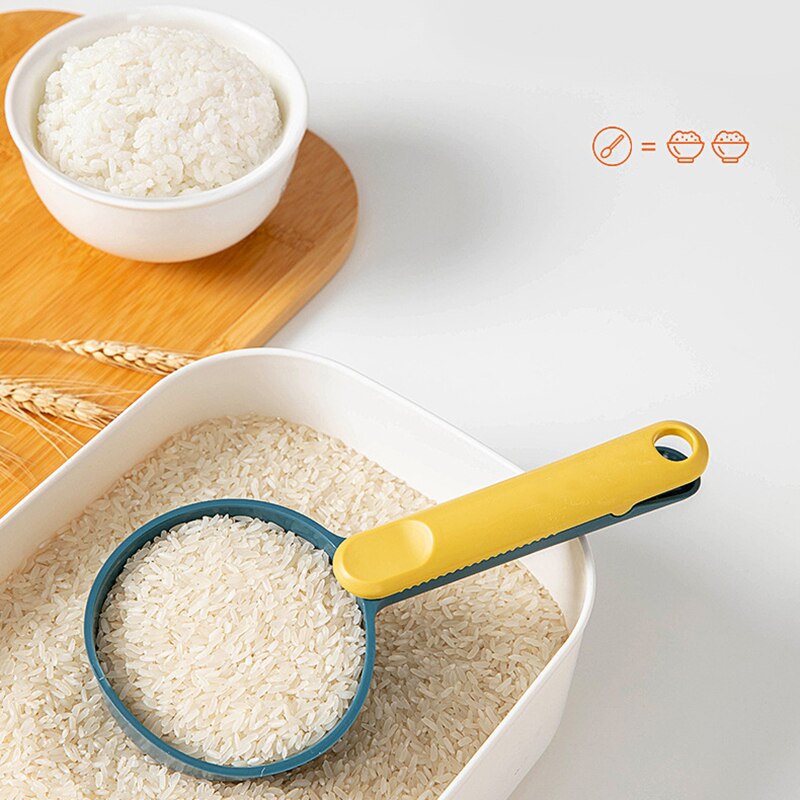 Kitchen Rice Scoop Home Rice Shove Plastic Spoon Rice Measuring Cup Flour Spoon With Clip Home Spoon Utensils Cooking Accessorie