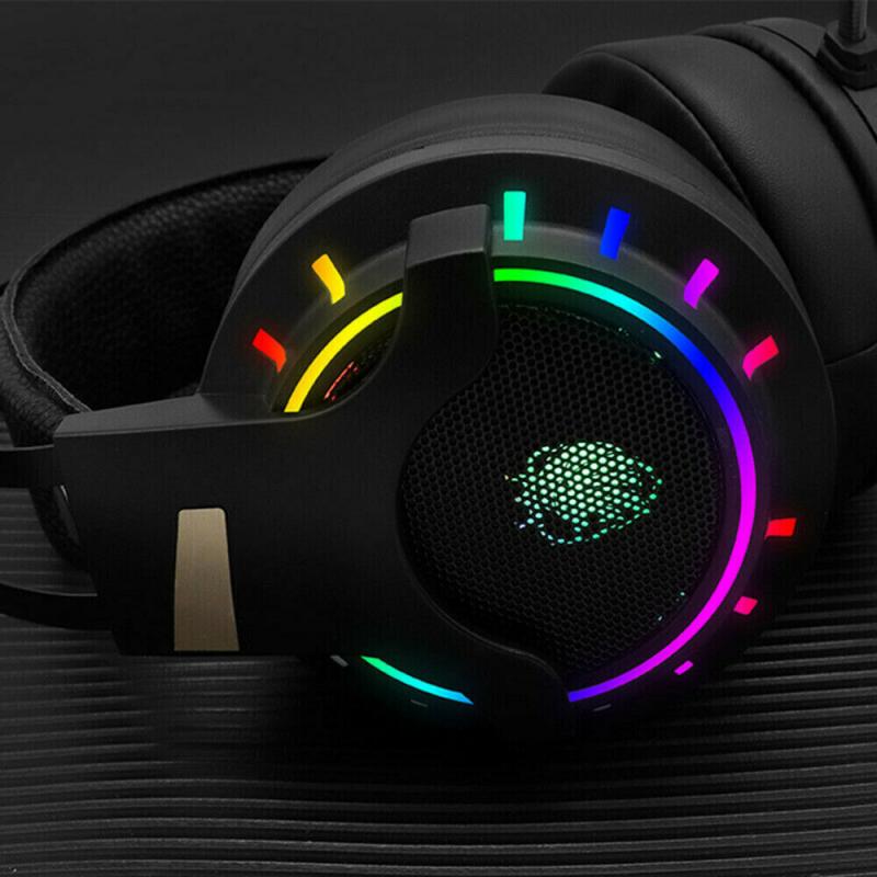 Gaming Headset RGB LED Headphones USB Wired Headphone Stereo Gaming Headset With Micphone For PC Laptop PS4 Computer Headphone