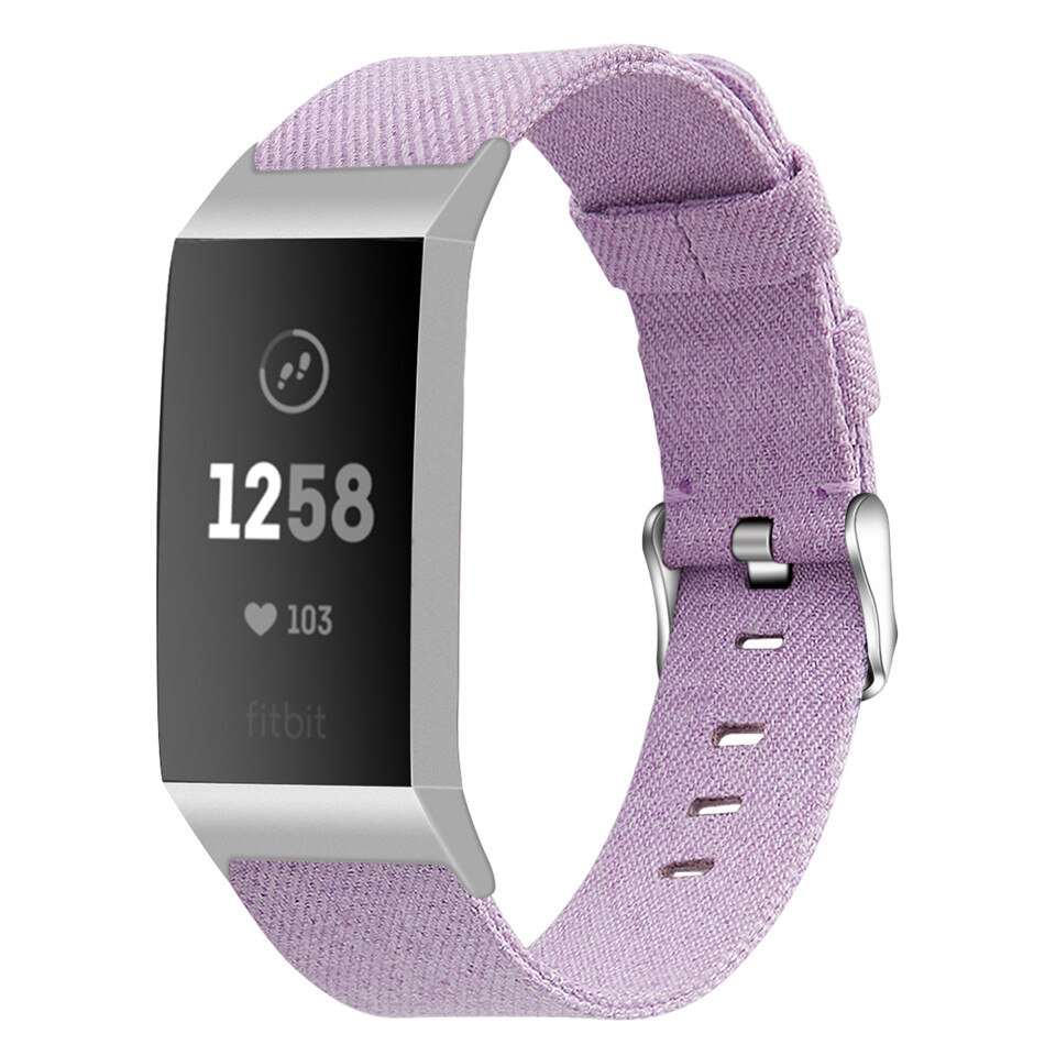 Banda da lona para fitbit carga 3 4 pulseira inteligente loop para fitbit carga 3 4 banda de pulso substituição correa: ROXO / S
