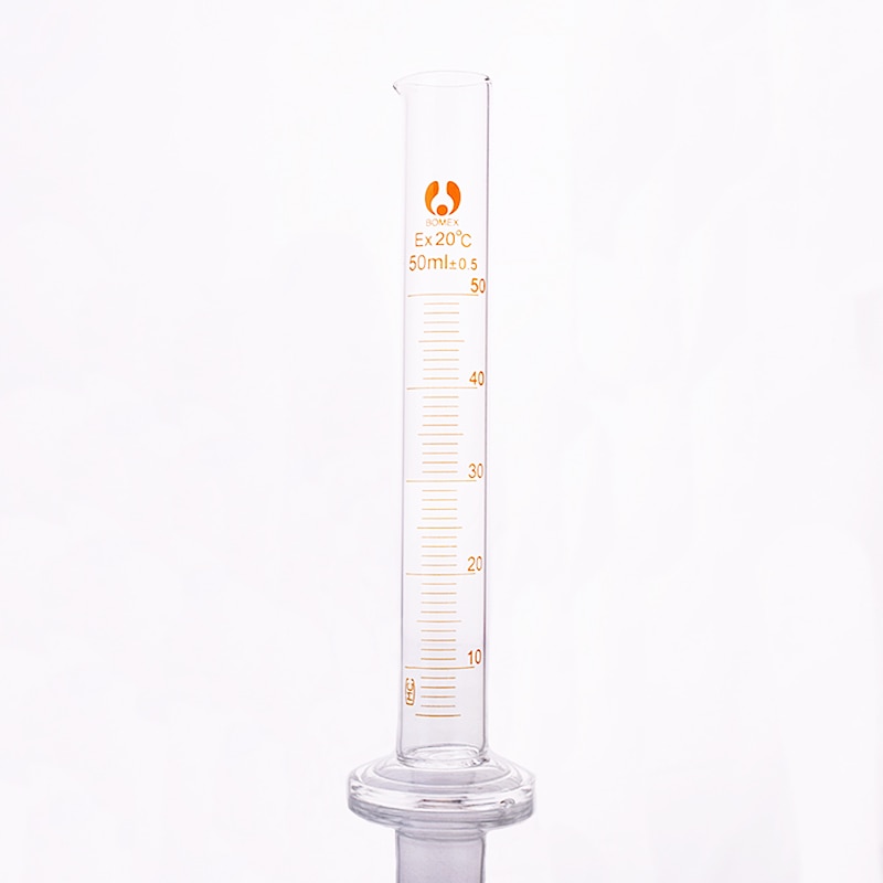 2 stuks Hoge borosilicaatglas maatcilinder, Capaciteit 50 ml, Afgestudeerd Glas Laboratorium Cilinder