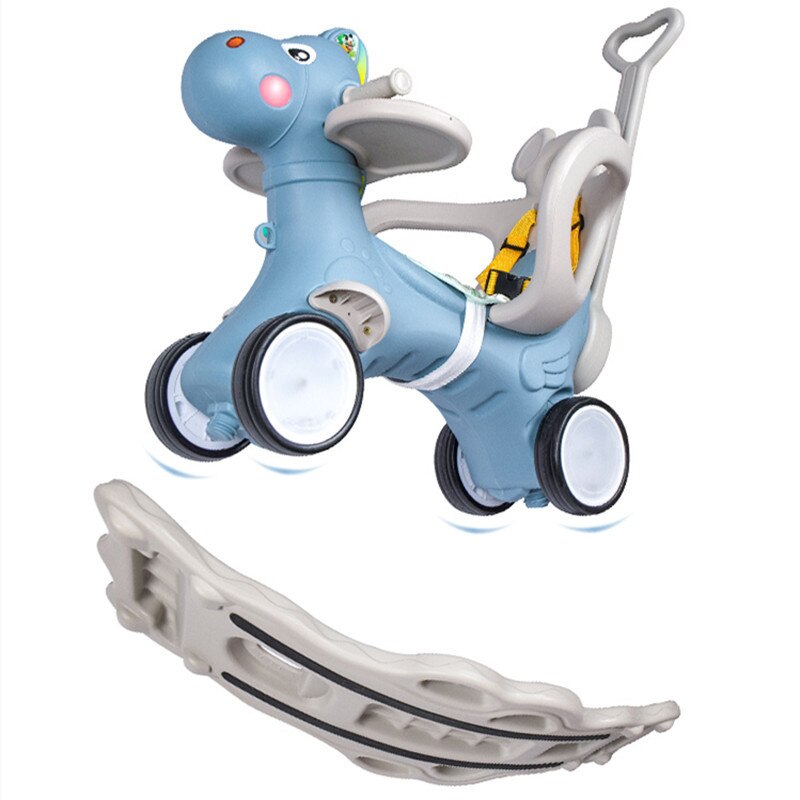 Multifunction Flash Wheel Kids Horse Rocking Chair Baby Ride on Toys Push Trolley 0-36 Months