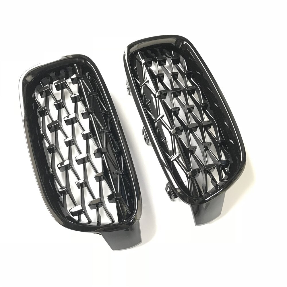 Un par de parrillas de diamantes plateadas/negras con estilo para coche, rejilla delantera ovoide doble para BMW F30 F31 F35 F10 F18 G30 G38 F32 F82