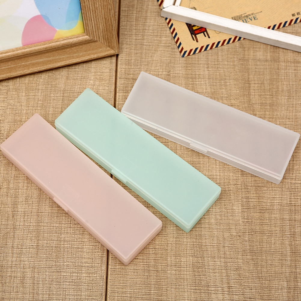 Transparent Frosted Large Capacity Pen Box Pencil Case Stationery Holder
