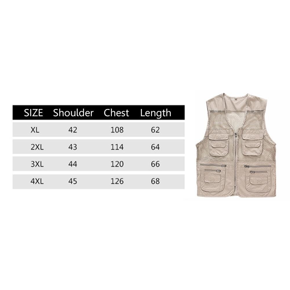 Waterproof Mesh Vest Jacket Multi Pocket Waistcoat for Outdoor Fishing Hiking