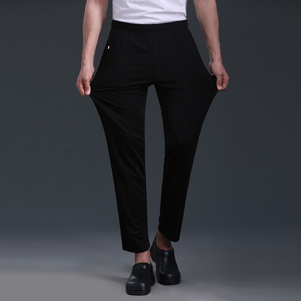 Chef Pants Stretch Elastic Pants Kitchen Restaurant Uniforms Hotel Work Wear Catering Waiter Cook Pants Chef Bottoms Trousers