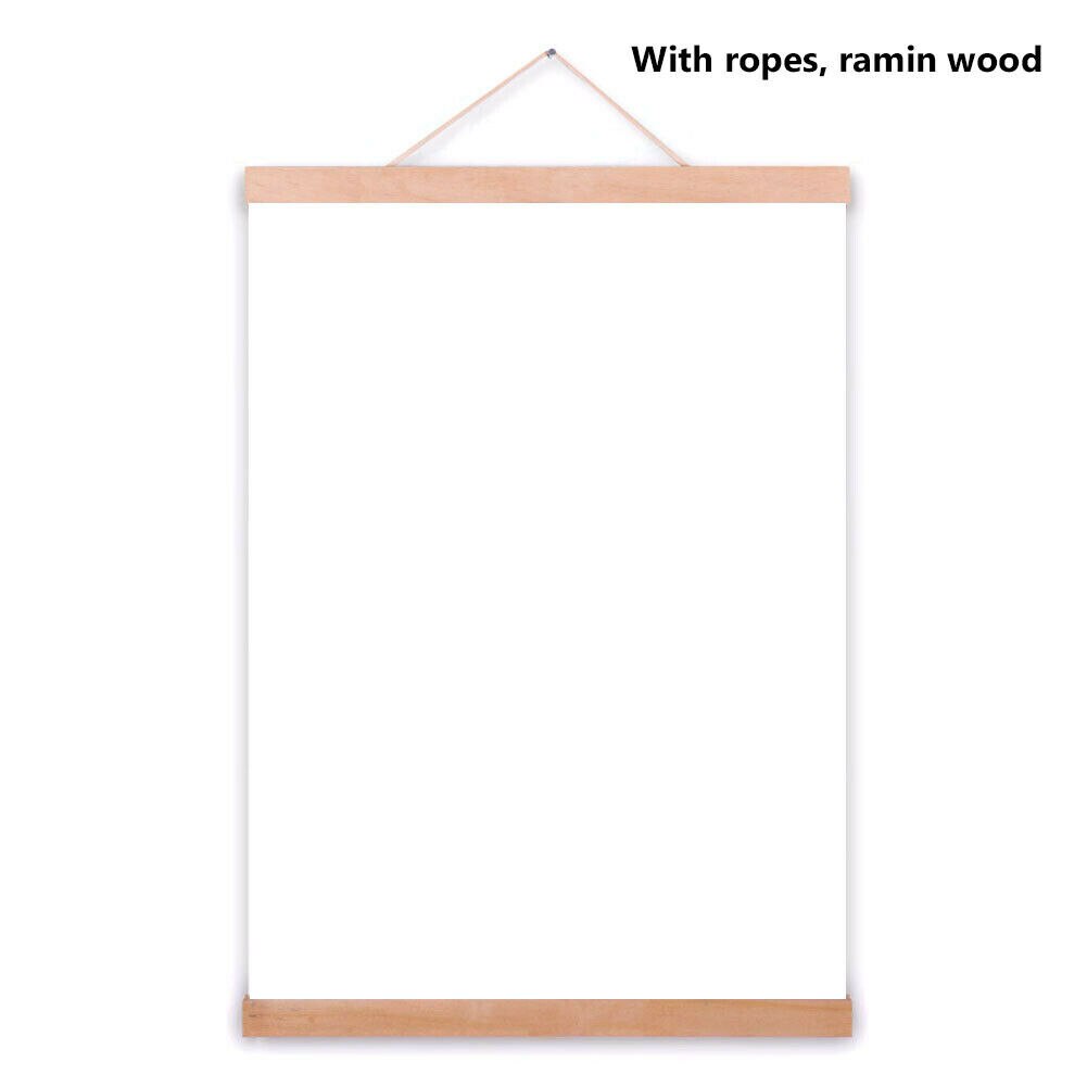 21-80cm Magnetic Wooden Photo Frame Scroll Print Poster Picture Hanger DIY all Hanging Poster Frame Decor: Ramin / 50CM