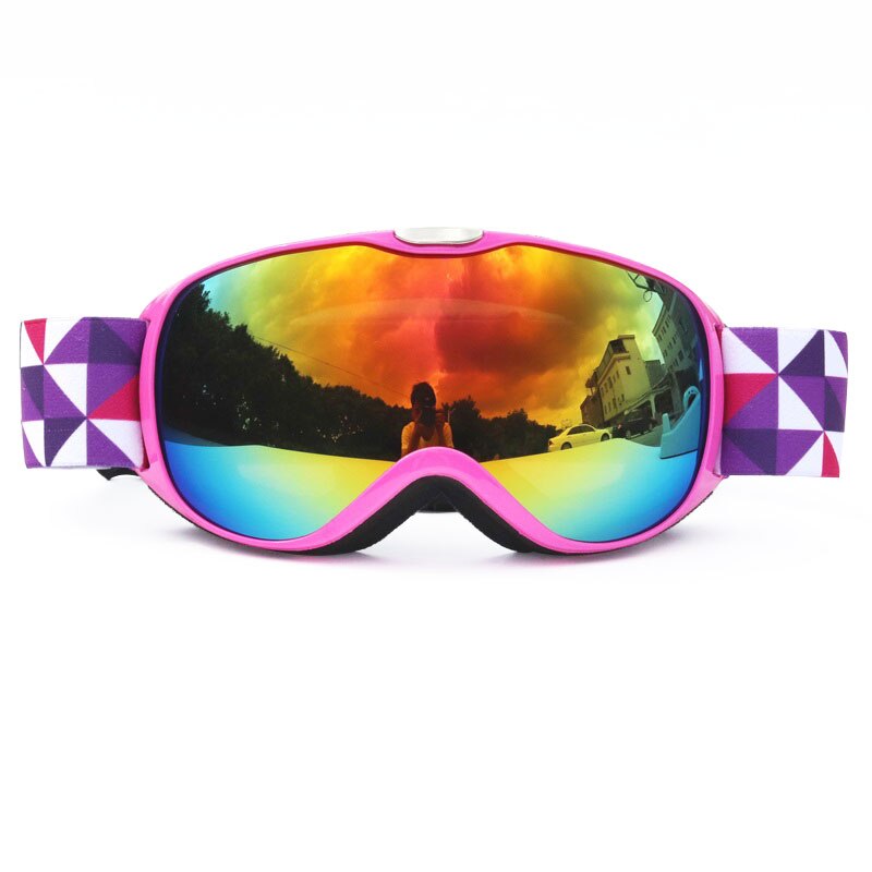 Gafas de esquí de doble lente para niños, lentes protectoras antiniebla UV400 para deportes al aire libre, esquí, Snowboard y nieve: Pink Frame