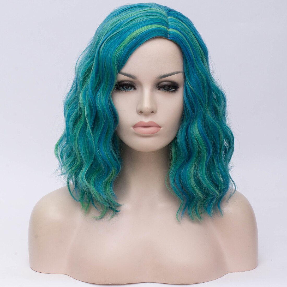 Similler cheveux synthétiques perruques courtes partie moyenne Ombre Cosplay perruque pour les femmes vert violet Miexd couleur mettre en évidence 6 Colros disponibles: 4