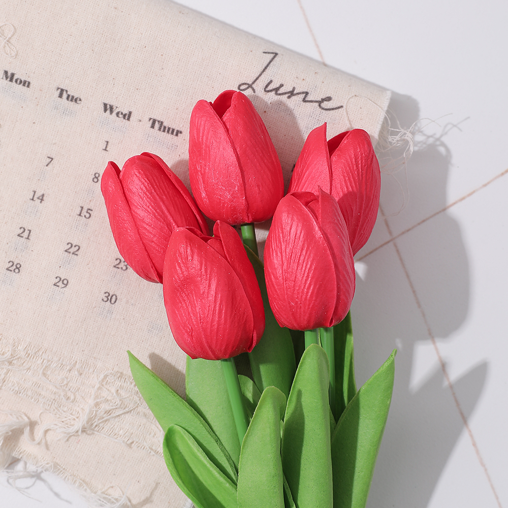 5/10 pçs tulipa flores artificial buquê de tulipa pe espuma flor falsa para cerimônia de casamento decoração casa jardim buquê decoração: L / Cáqui escuro