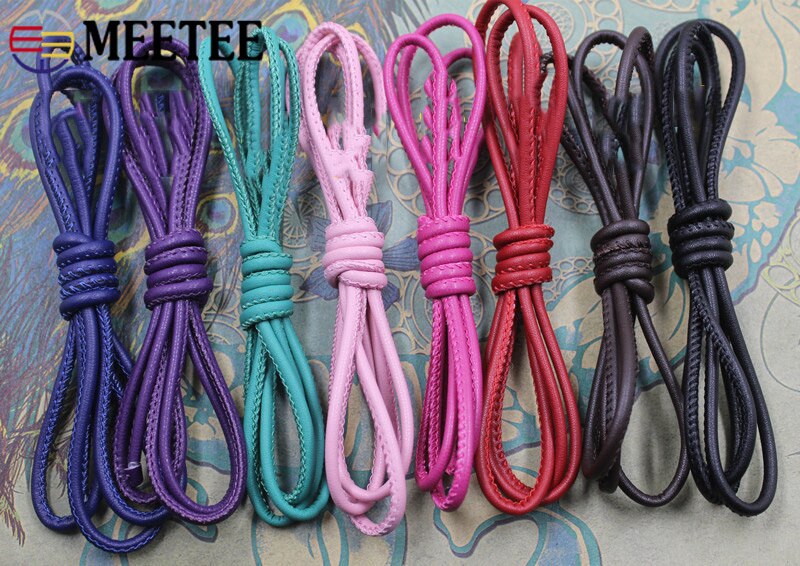 Meetee 5Meter 3 Mm Hoge Handmatig Geweven Ronde Lederen Touw Schapenvacht Cord Diy Armband Lederen Touw Accessoires CD021