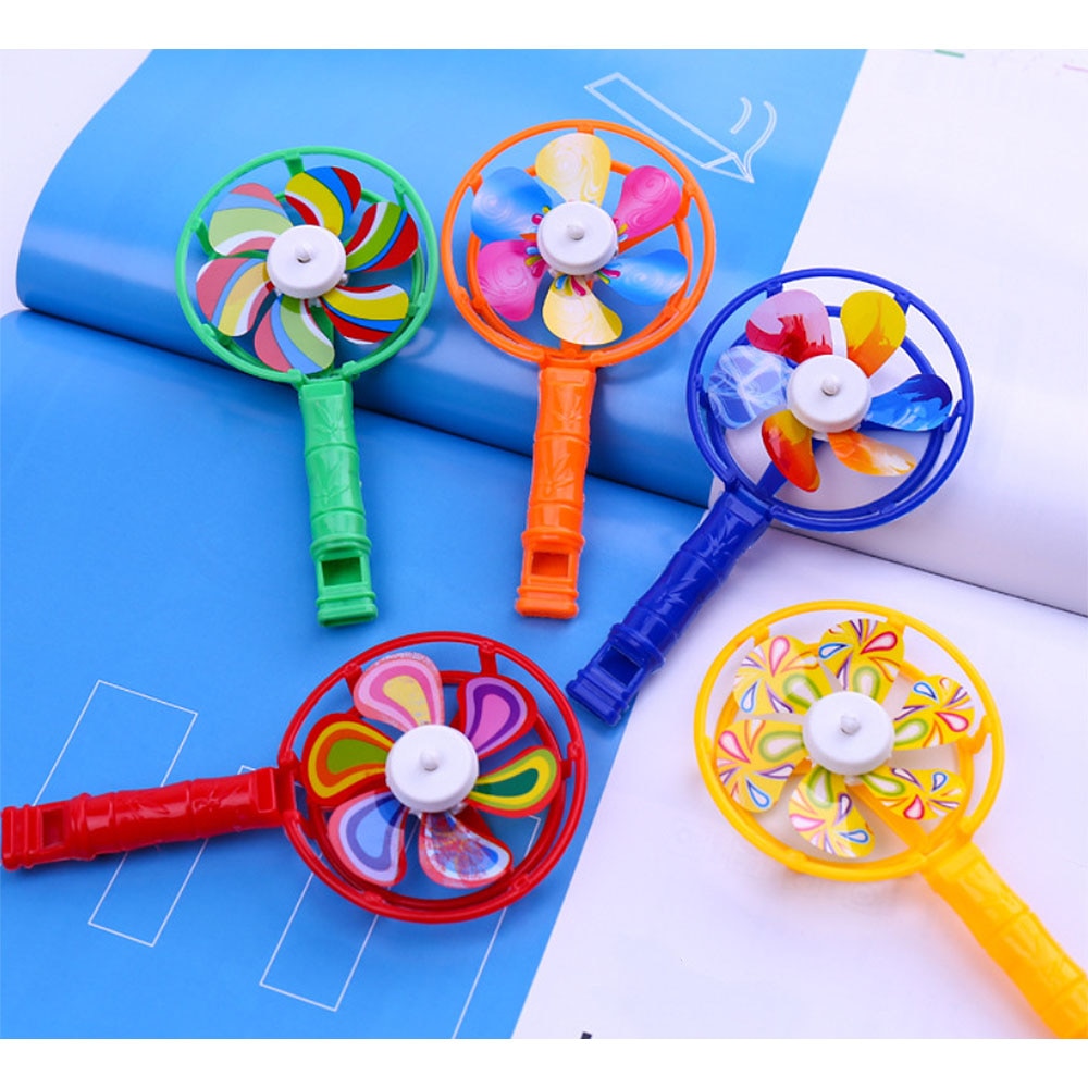Kleurrijke Kleine Windmolens Kinderen Plastic Stuk Windmolen Whistling Handvat Plastic Kinderen Windmolens Hersenen Spel Speelgoed