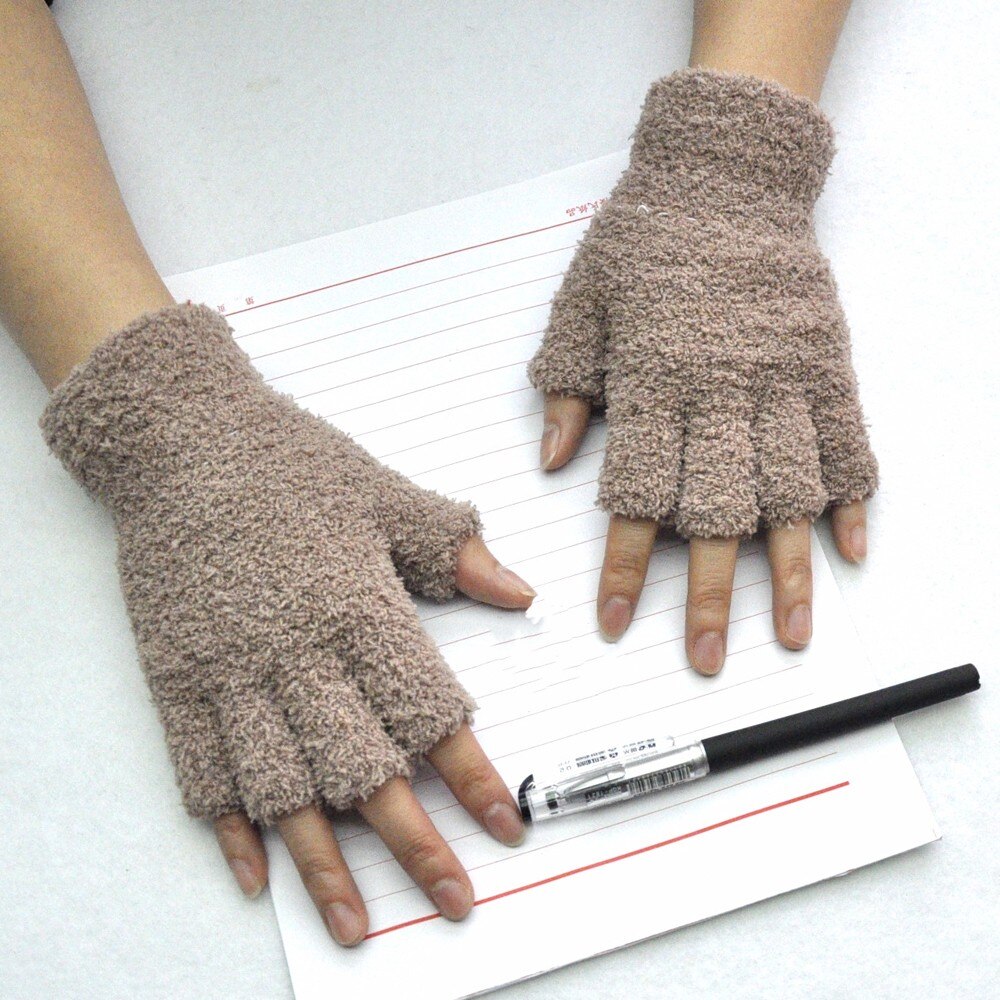 Fleece Vingerloze Handschoenen Unisex Mitten Half-Vingers Fuzzy Volwassen Winter Warme Handschoenen Vrouwen Handschoenen Guantes Invierno
