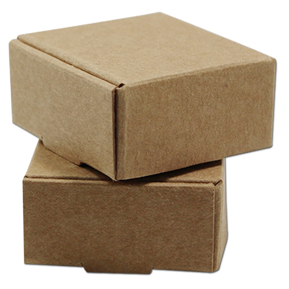 100PCS/ Lot Paperboard Foldable Paper Boxes Wedding Box for Handmade Soap Toy Craft Jewelry Storage Natural Kraft Boxes