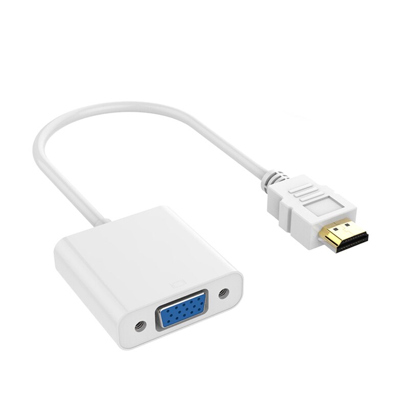 Hdmi-Compatibel Naar Vga Kabel Converter Hdmi Male Naar Vga Famale Converter Adapter Digitale Analoge Hd 1080P Voor pc Laptop Tablet: WHITE