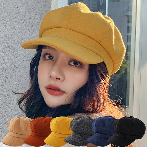 Newsboy Caps for Women Gatsby Cap Woolen Octagonal Baker Peaked Beret Driving Hat Female Sunscreen Hats Painter Tour Cap