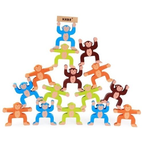 Balance singe en bois, jeu Attention