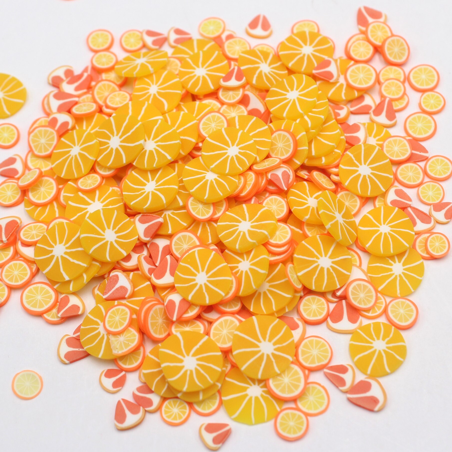 100g/ lot multifrukter lera skivor mjuk keramik äpple citron strössel för pyssel hantverk fyllning tillbehör