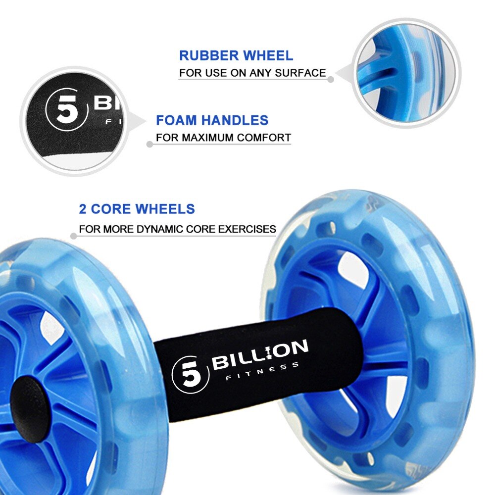 5-BILLION Fitness-Rodillo Abdominal con ruedas dobles máquina de cintura Abdominal-Barra de soportes de flexión con almohadilla, 1 par