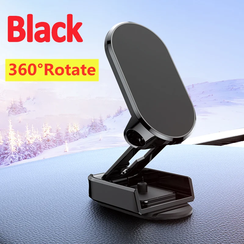 Car Magnetic Phone Holder 360° Rotation Dashboard Foldable GPS Cell Phone Mount Stand For All Smartphones Universal Auto Bracket: WHITE