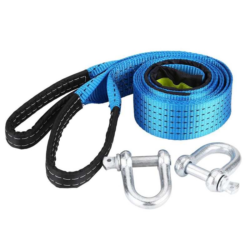 Cuerda de remolque para coche, Cable de remolque de recuperación de carretera con ganchos de tira reflectante, 8 toneladas, 5/3 metros