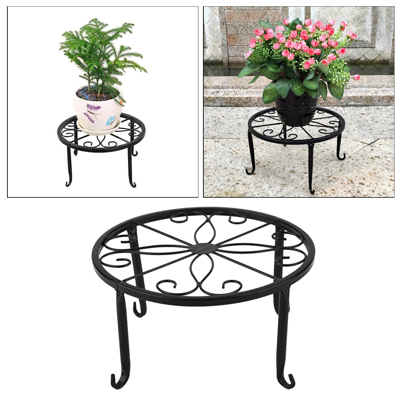 Nordic Simplicity Plant Stand Iron Low Flower Shelf Indoor Outdoor Rustproof