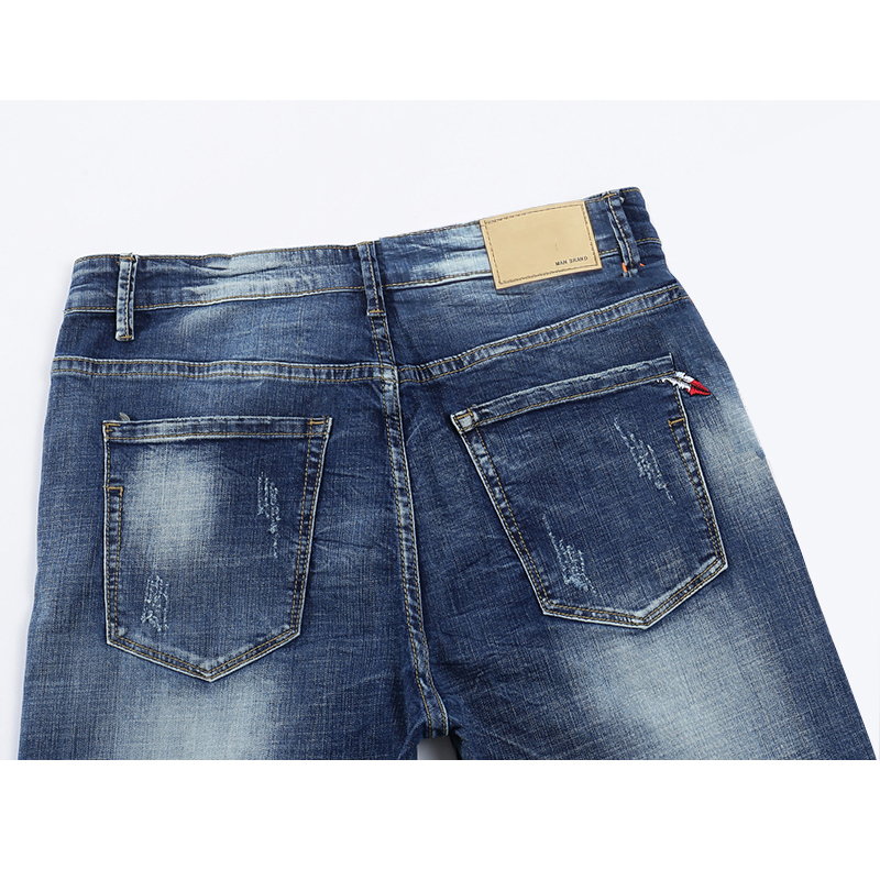 Jeans herre lyseblå stretch slim straight regular fit casual jeans mandlige denimbukser mandlige lange bukser top plus størrelse 40