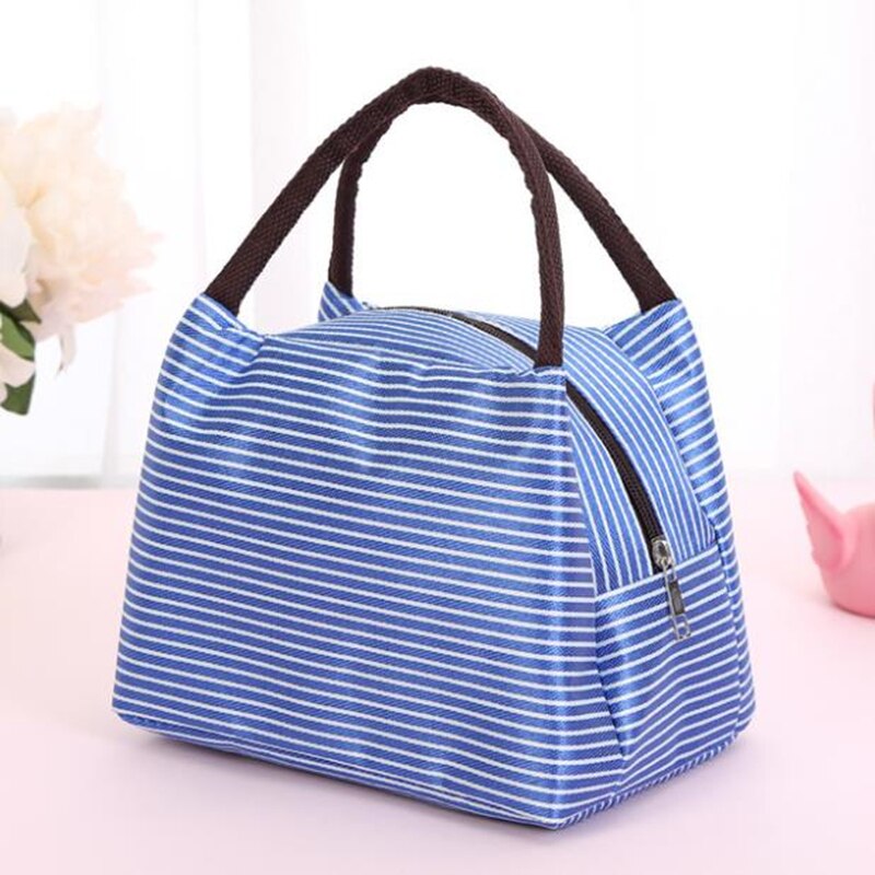 Portable Lunch Bag Thermal Insulated Lunch Box Tote Cooler Bag Bento Pouch Lunch Container School Food Storage Bags: blue 2