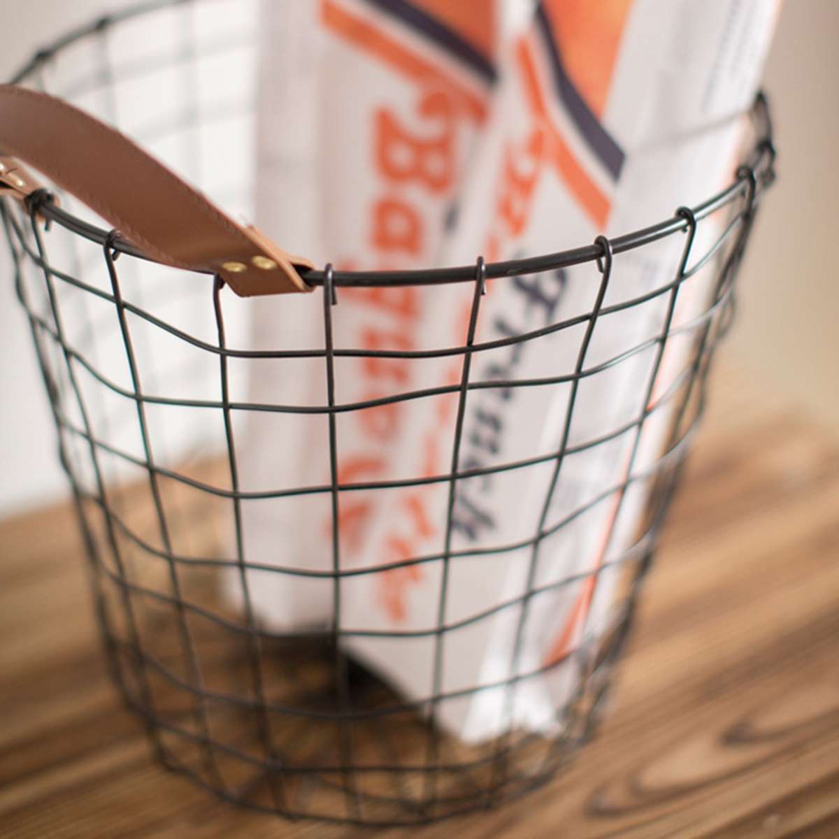 Kleine/Grote Zwarte Thuis Opslag Mand Geometrische Ijzer Metalen Draad Ronde Lade Tijdschrift Post Bloemen Organisatie Case met Handvat