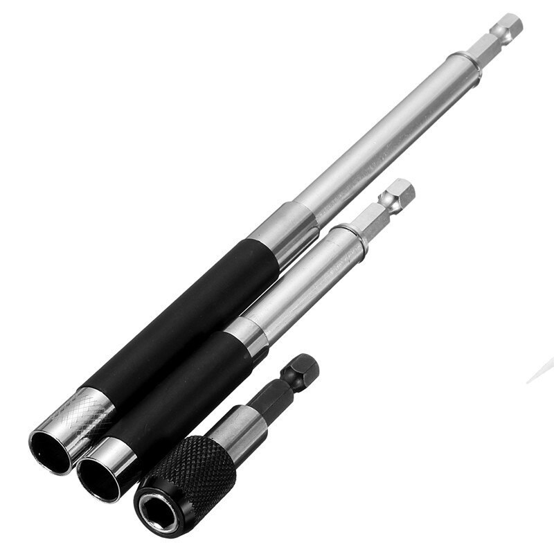 Drillpro 3pcs 1/4" Hex Magnetic Impact Screwdriver Set 60/80/120mm Screw Bit Holder Quick Release Socket Extension Bar Hand Tool