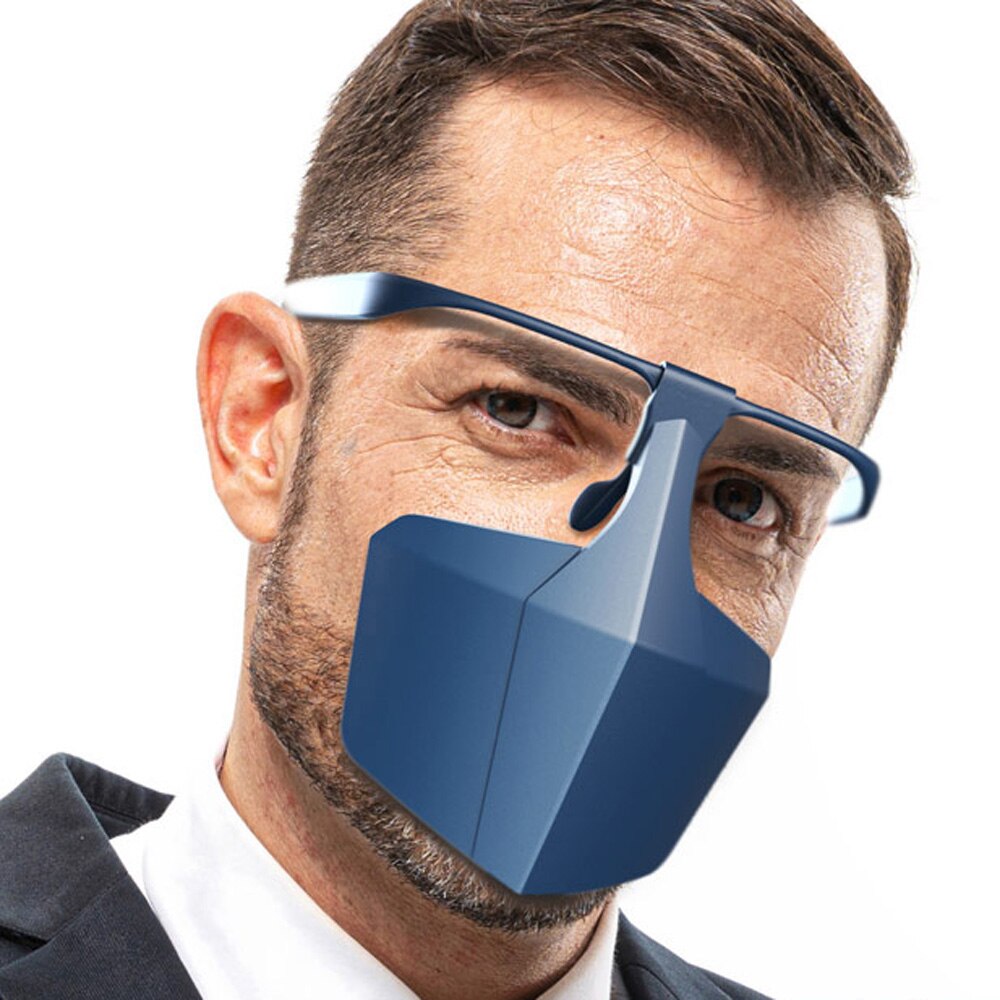Ansigtsdæksel anti-tåge stænksikker støvtæt ansigtsbeskyttende betræk anti spyt genanvendelig anti briller tåge udendørs: Blå