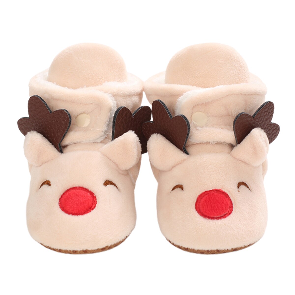 Schattige baby cartoon dieren laarsjes zachte zool pluche pantoffels peuter eerste loopjes met antislip houden warm comfortabele onderkant: Beige / 0-6 maanden