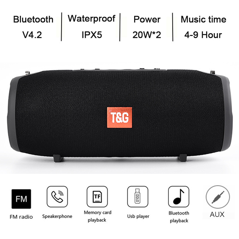 TG118 Really 40W Bluetooth Speaker Portable Column Music Player Sound System Boom Box with FM Radio TF Subwoofer Double